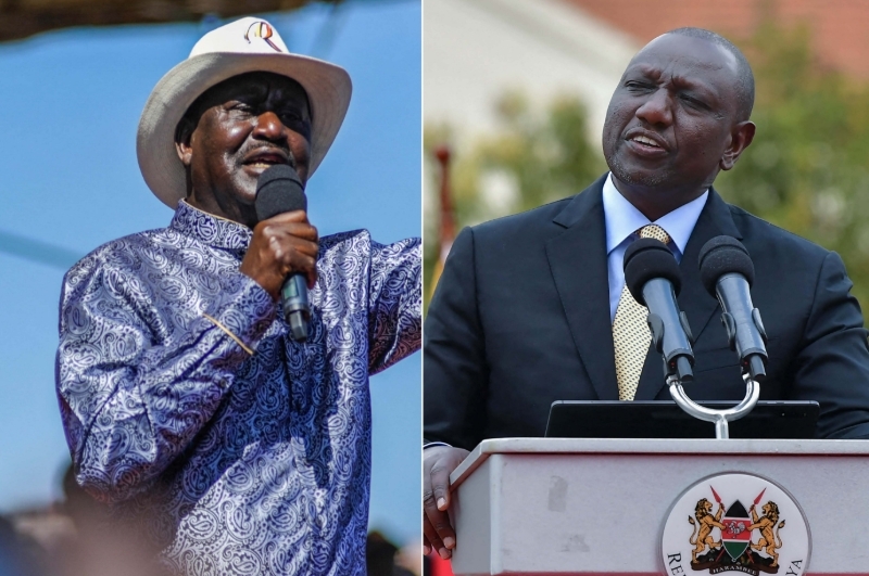 Kenyan opposition leader Raila Odinga (left) and President William Ruto.