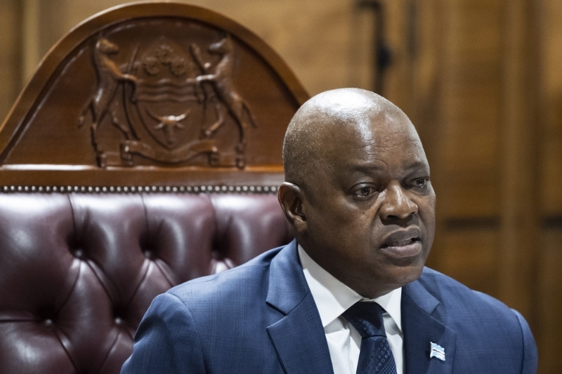 Mokgweetsi Masisi, President of Botswana, in Gaborone, 7 February 2023.