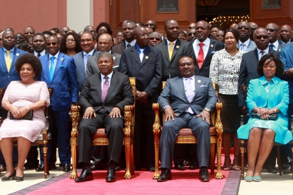 Angolan president João Lourenço (2nd left) sits next to the National Assembly speaker Fernando da Piedade Dias dos Santos (2nd right).