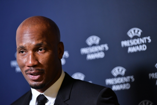 Didier Drogba arriving for the UEFA Champions League 2020-21 group stage draw in Geneva, Switzerland, 01 October 2020.