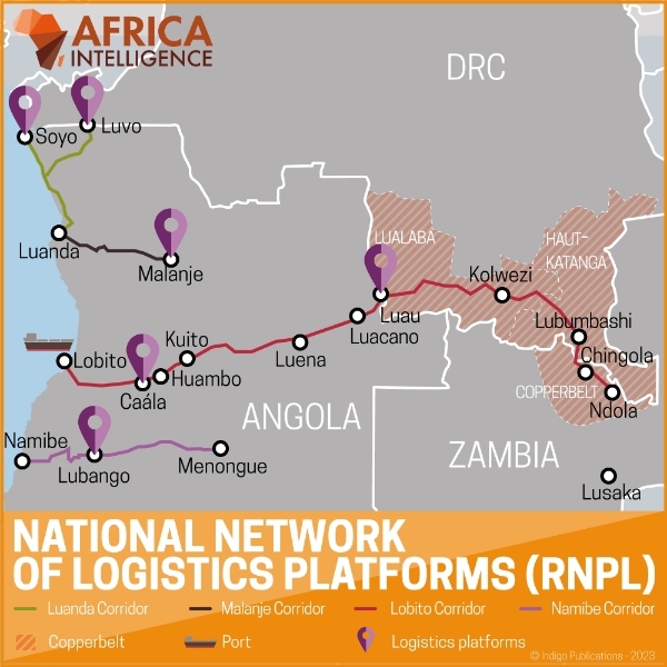 National networks of logistics platforms in Angola.