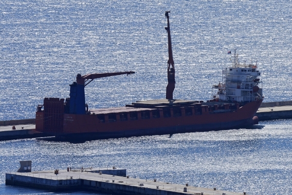 Russian cargo ship Lady R docked inside Simon's Town Naval Base in Cape Town, South Africa, 8 December 2022.