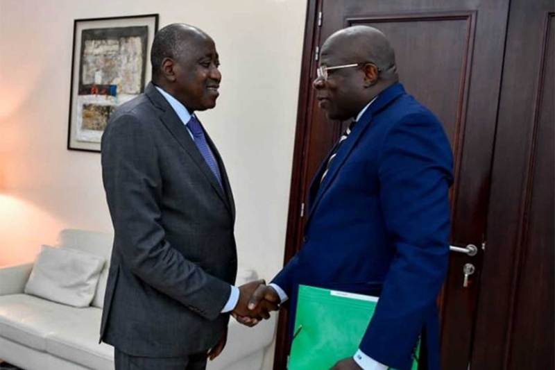 Le premier ministre Amadou Gon Coulibaly et Ousmane Bamba.