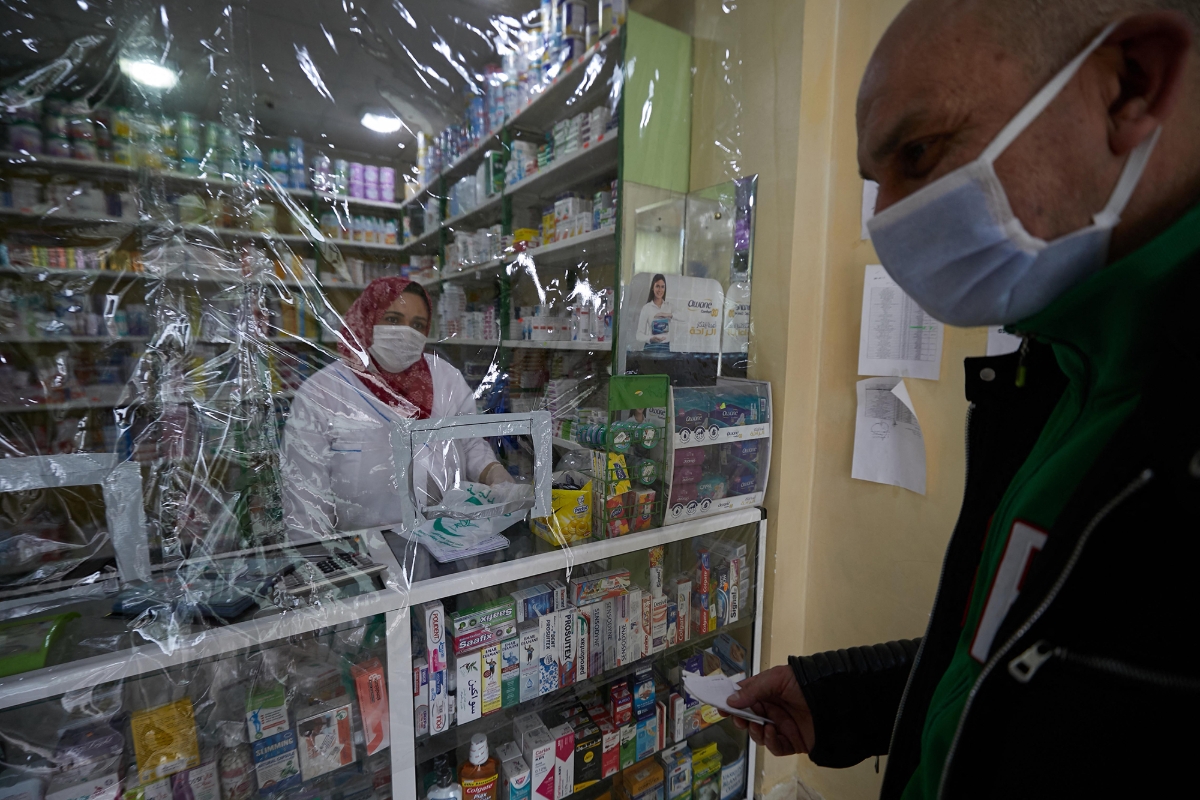 A pharmacy in Algiers in the midst of the Covid-19 pandemic.