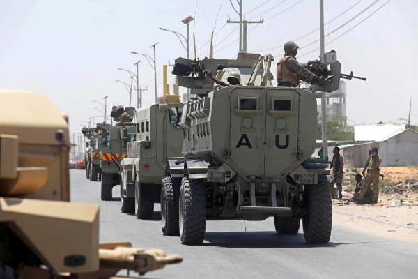 Soldiers of the African Union Mission in Somalia in Mogadishu in 2019.