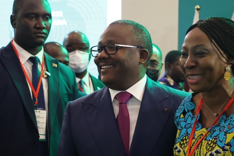 Umaro Sissoco Embaló (centre), president of Guinea-Bissau and new chairman of ECOWAS, in Accra, Ghana, on July 3, 2022.