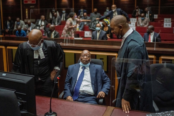 Former South African President Jacob Zuma outside the High Court in Pietermaritzburg, South Africa, Jan. 31, 2022.