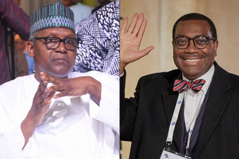 Nigerian businessman Aliko Dangote and Akinwumi Adesina, President of the African Development Bank.