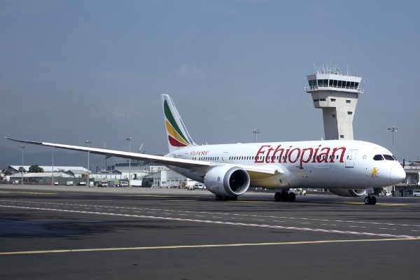 An Ethiopian Airlines plane at Addis Ababa airport.