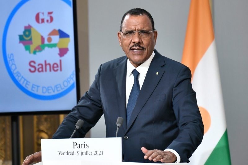 Niger's President Mohamed Bazoum at the Elysee presidential Palace, in Paris, France, 09 July 2021, following a video summit with leaders of G5 Sahel countries.