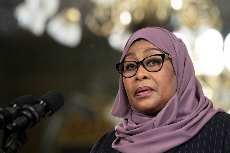 Tanzania's President Samia Suluhu Hassan the 15th of April 2022, in Washington, DC.