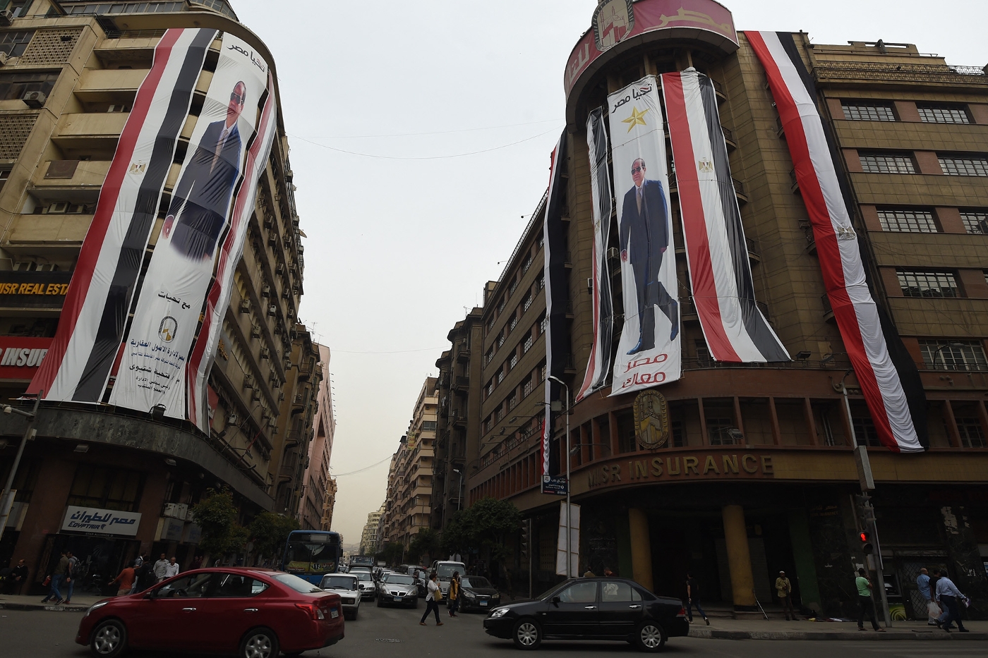 Campaign posters for Abdelfattah al-Sisi during the last presidential election, in central Cairo.