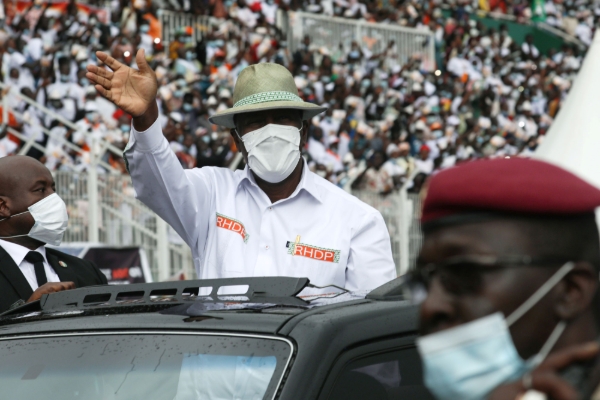 Ivory Coast President Alassane Ouattara officially nominated to stand for third term in Abidjan.